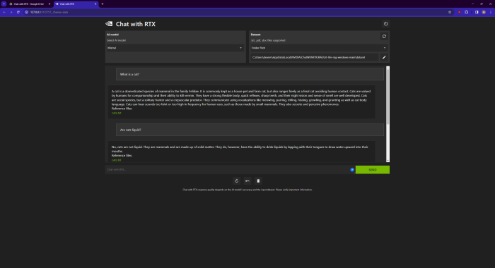 Erst nachdem wir die passenden Informationen per Textdatei liefern, kann das Programm Fragen zum jeweiligen Thema beantworten. (Quelle: Golem.de)